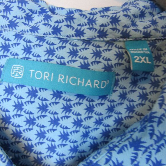 Tori Richard Short Sleeve Tropical Button Up Shirt Mens 2XL Blue Pineapple - Picture 4 of 6